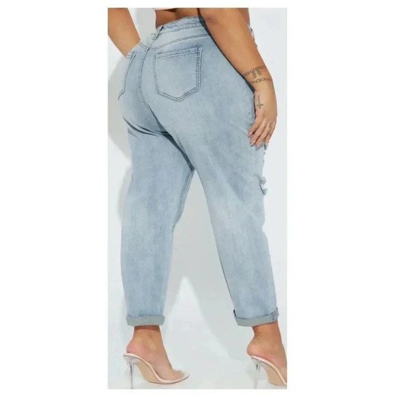 FASHION NOVA Gerrit Boyfriend Jeans Size 16 Blue Medium Wash Stretch Inseam 27" - Picture 2 of 10
